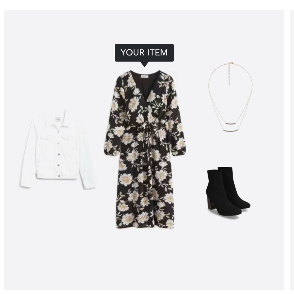 Stitch Fix Kaleigh Black Floral Wrap dress